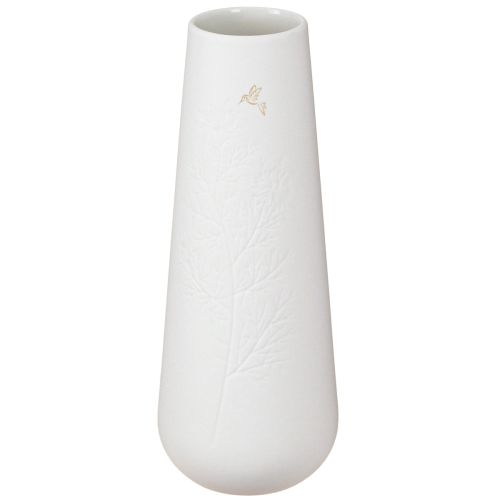 Product Ceramic vase with bird White & gold Ø6.5cm H19cm 2pcs