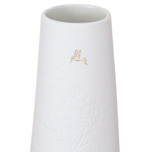 Product Ceramic vase with bird White & gold Ø6.5cm H19cm 2pcs