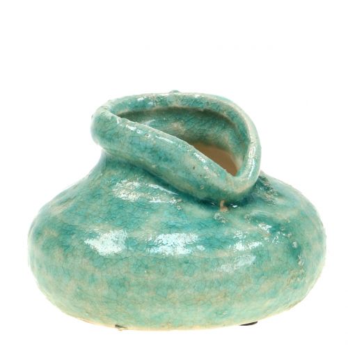Ceramic vase antique blue H9cm