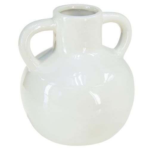 Floristik24 Ceramic vase white vase with 2 handles ceramic Ø7cm H11,5cm
