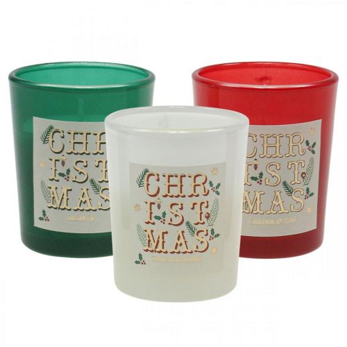 Floristik24 Scented candles in a glass gift set Christmas candles 7cm 3pcs