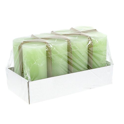 Floristik24 Candle light green 60mm x 140mm 8pcs