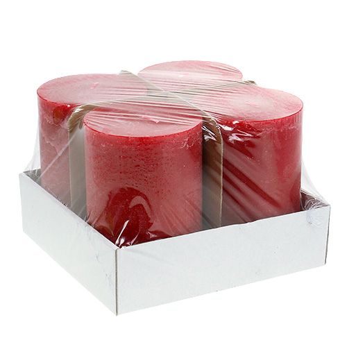 Floristik24 Candle red 100mm x 150mm dyed 4pcs