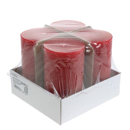 Floristik24 Red candle 85mm x 150mm dyed 4pcs