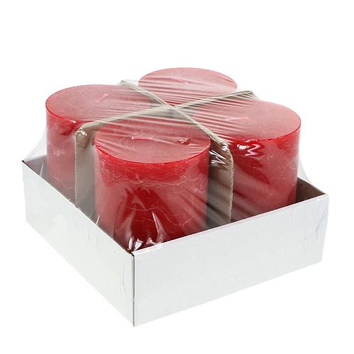 Floristik24 Candle red 85mm x 120mm dyed 4pcs