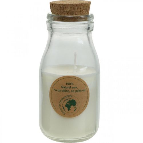 Floristik24 Candle in a glass soy wax lantern Soy candle white H12cm