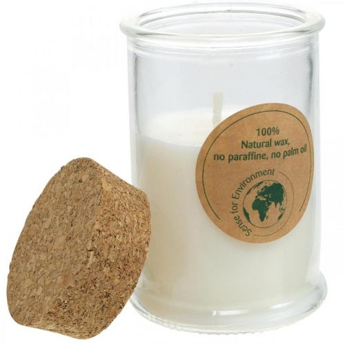 Floristik24 Candle in a glass soy wax soy candle with cork white Ø5.5cm H8.5cm