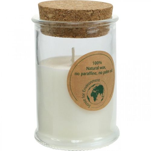 Floristik24 Candle in a glass soy wax soy candle with cork white Ø5.5cm H8.5cm