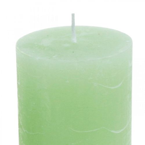 Product Pillar candles dyed lime green​​​​​​​ 70×100mm 4 pcs