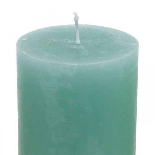 Product Pillar candles colored green 70×100mm 4pcs