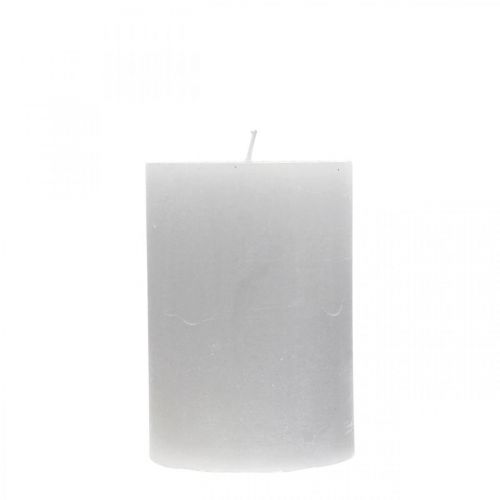 Pillar candles dyed light gray 70×100mm 4pcs