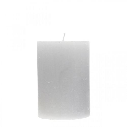 Pillar candles dyed light grey 70×100mm 4pcs