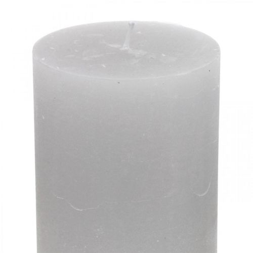 Product Pillar candles dyed light grey 70×100mm 4pcs