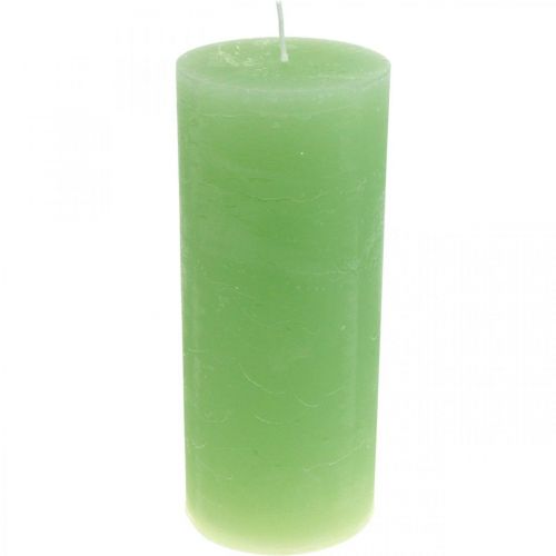 Pillar candles dyed light green 85×200mm 2pcs