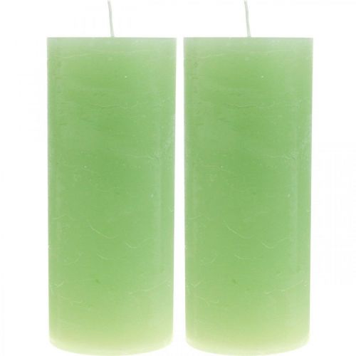 Product Pillar candles colored candles lime green​​​​​​​ 85×200mm 2 pcs