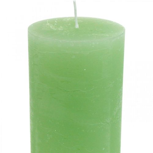 Product Pillar candles dyed light green 85×200mm 2pcs