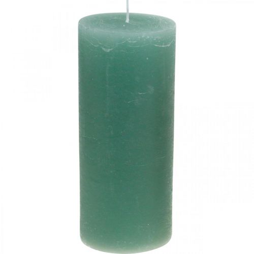 Floristik24 Pillar candles dyed green jade 85×200mm 2pcs