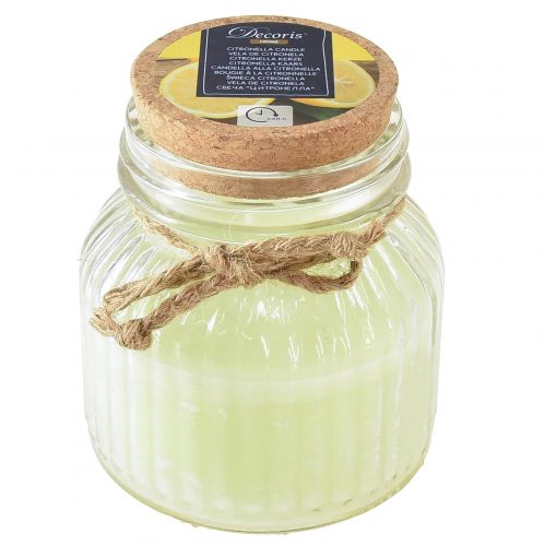 Scented candle in glass Citronella apple green cork H11.5cm