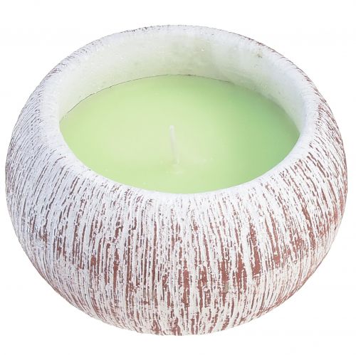 Floristik24 Citronella Candle Green Bowl Ceramic White Brown H8cm