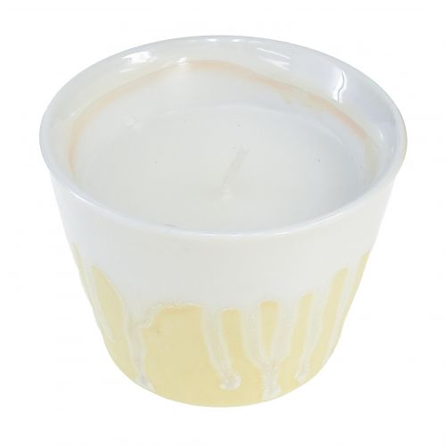 Product Citronella candle in pot ceramic yellow cream Ø8,5cm