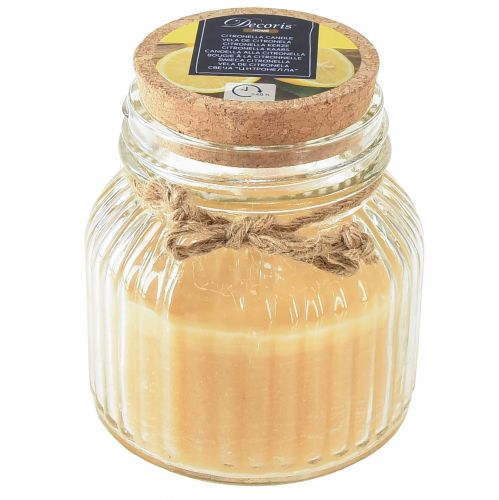 Floristik24 Candle Citronella scented candle glass lid honey H11,5cm