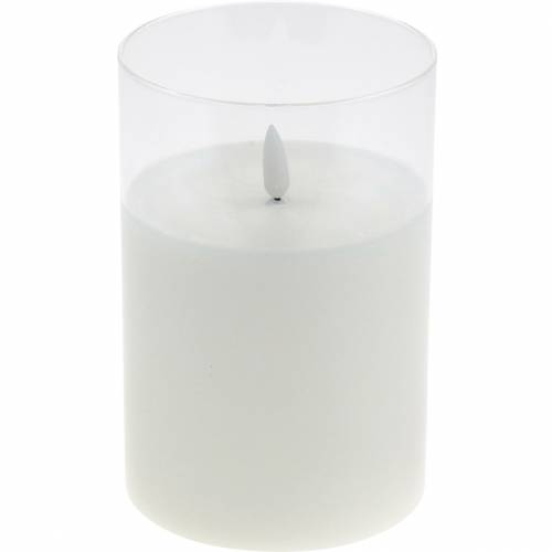 Floristik24 Deco lantern LED candle in a glass real wax Ø10cm H15cm