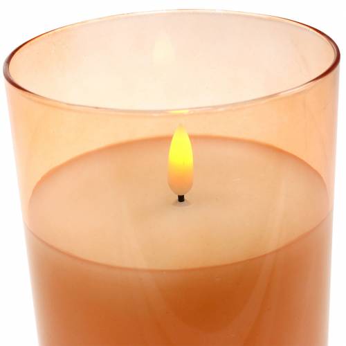 Floristik24 LED candle in a glass real wax orange Ø10cm H15cm