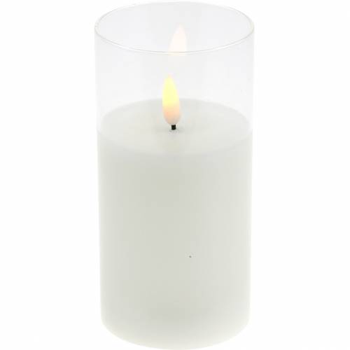 Floristik24 LED candle in glass real wax white Ø7.5cm H10cm