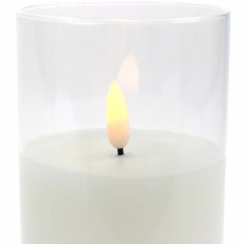 Floristik24 LED candle in glass real wax white Ø7.5cm H10cm