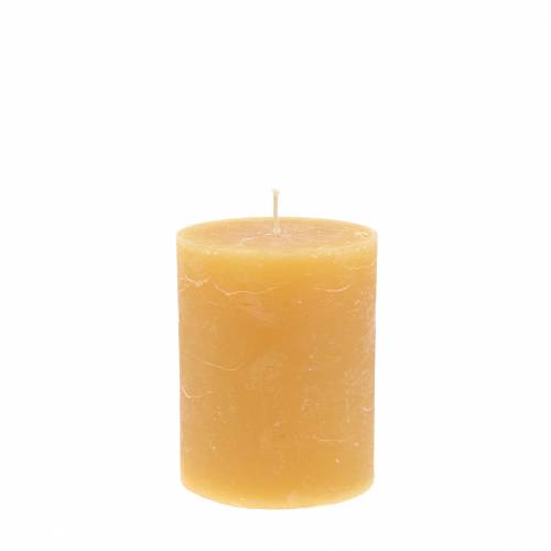 Solid coloured candles honey coloured 70×80mm 4pcs