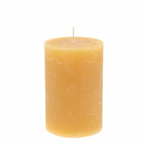 Floristik24 Solid colored candles honey 70×120mm 4pcs