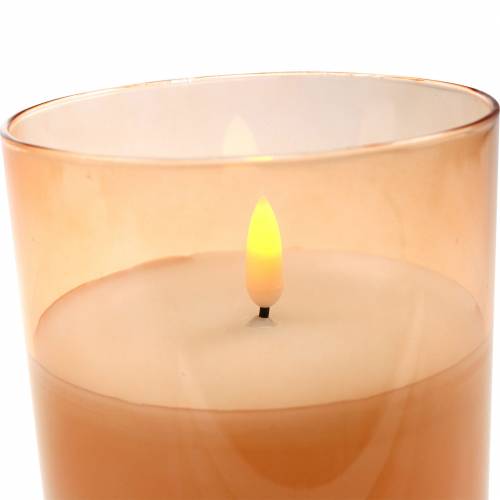 Floristik24 LED candle in a glass real wax orange Ø10cm H12.5cm