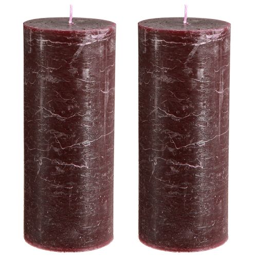 Product Candles Burgundy Pillar Candles Solid Colored 85x200mm 2 Pcs