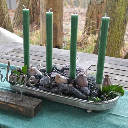 Floristik24 Candle tray oval for 4 candles antique silver metal 40 × 17cm