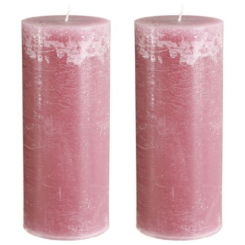 Product Candles in Pink Pillar Candles Old Pink 85×200mm 2 Pcs