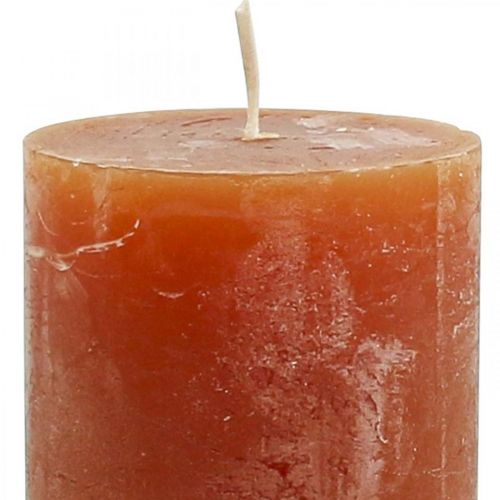 Product Solid-colored candles red-brown pillar candles 50×100mm 4 pcs