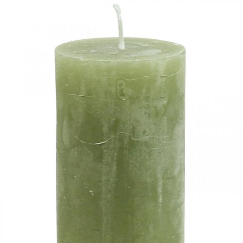 Product Solid-colored candles olive green pillar candles 50×100mm 4pcs