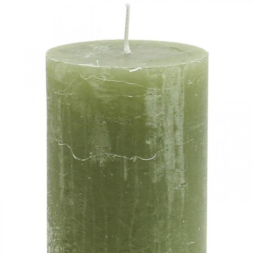 Floristik24 Solid colored candles olive green pillar candles 60×100mm 4pcs