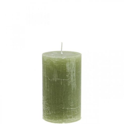 Product Solid coloured candles olive green pillar candles 60×100mm 4 pcs