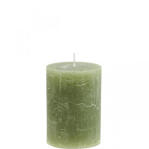 Solid coloured candles olive green pillar candles 70×100mm 4 pcs
