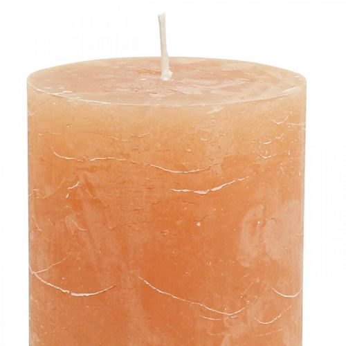 Product Solid Colored Candles Orange Peach Pillar Candles 70×100mm 4 Pcs