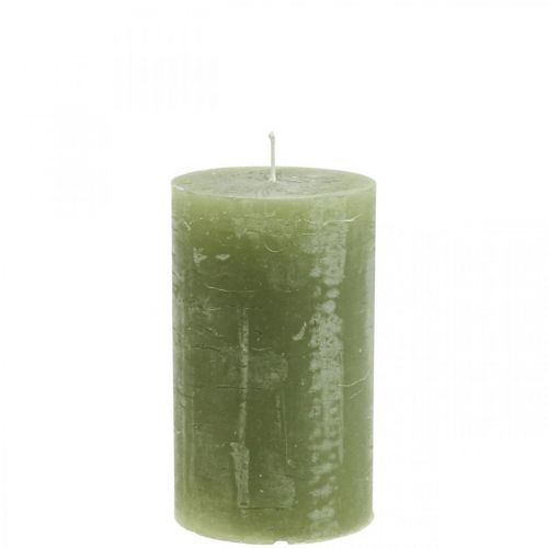 Product Solid colored candles olive green pillar candles 70×120mm 4pcs