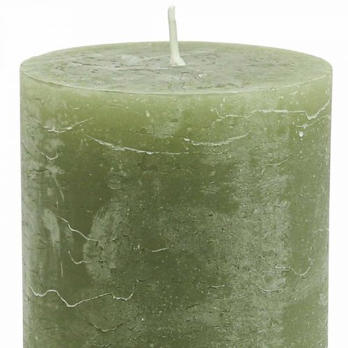 Product Solid coloured candles olive green pillar candles 85×120mm 2pcs