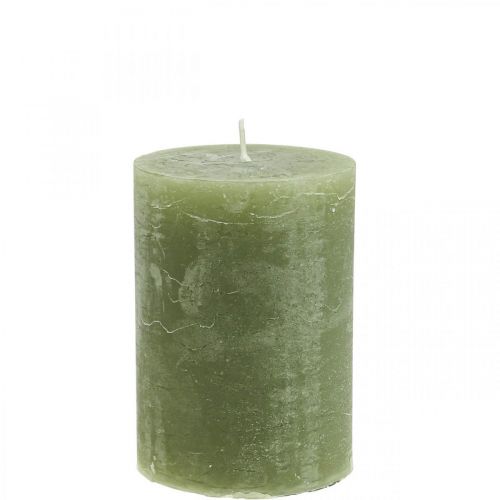 Solid coloured candles olive green pillar candles 85×120mm 2pcs