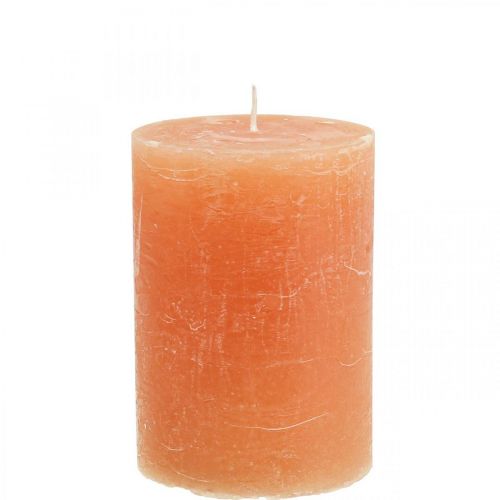 Floristik24 Solid colored candles Orange Peach pillar candles 85×120mm 2pcs