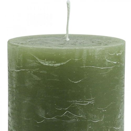 Product Solid coloured candles olive green pillar candles 85×150mm 2 pcs