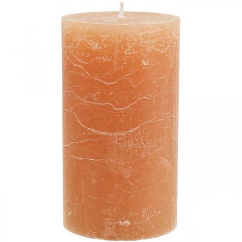 Solid coloured candles Orange Peach pillar candles 85×150mm 2pcs
