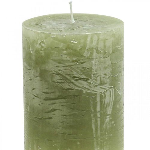 Product Solid Colored Candles Olive Green Pillar Candles 60×80mm 4 Pcs