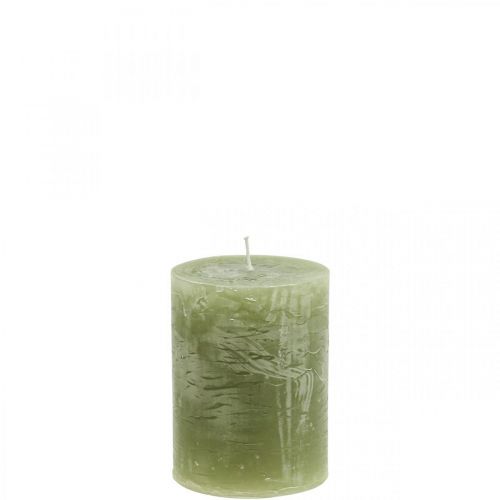 Product Solid colored candles olive green pillar candles 60×80mm 4pcs