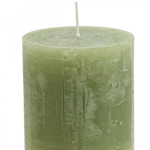 Product Solid Colored Candles Olive Green Pillar Candles 70×80mm 4 Pcs